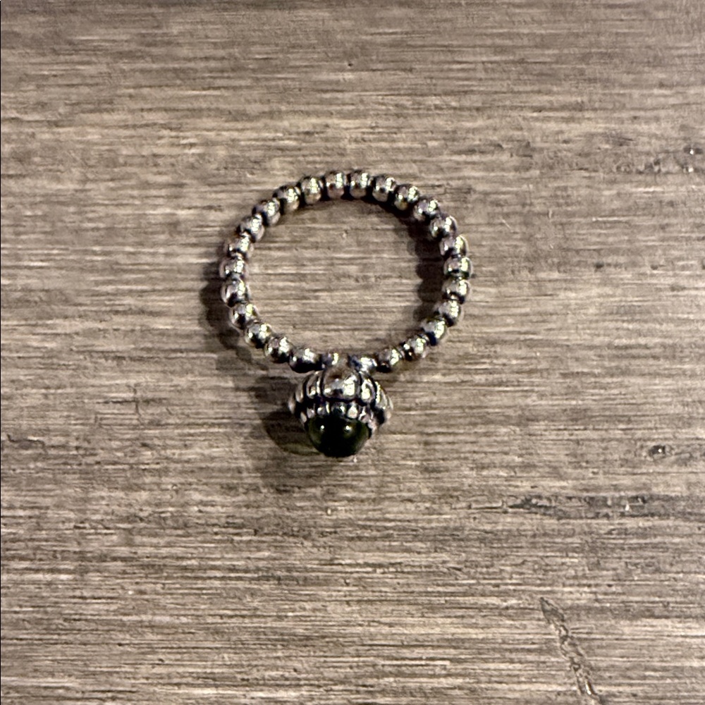 Pandora Elegant sterling Silver Beaded Ring with peridot